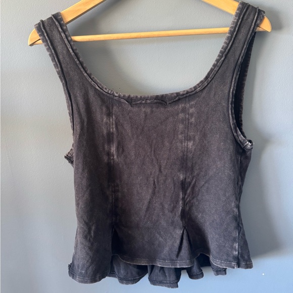 We The Free Roller Tank Top Size Medium Black Peplum Bottom Free People - Picture 5 of 6
